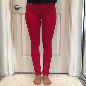 Guess: red jeggings